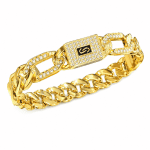 👑 Bracelet Gourmette Luxe Doré avec Strass