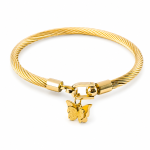 Bracelet Jonc Torsadé "Papillon Doré"