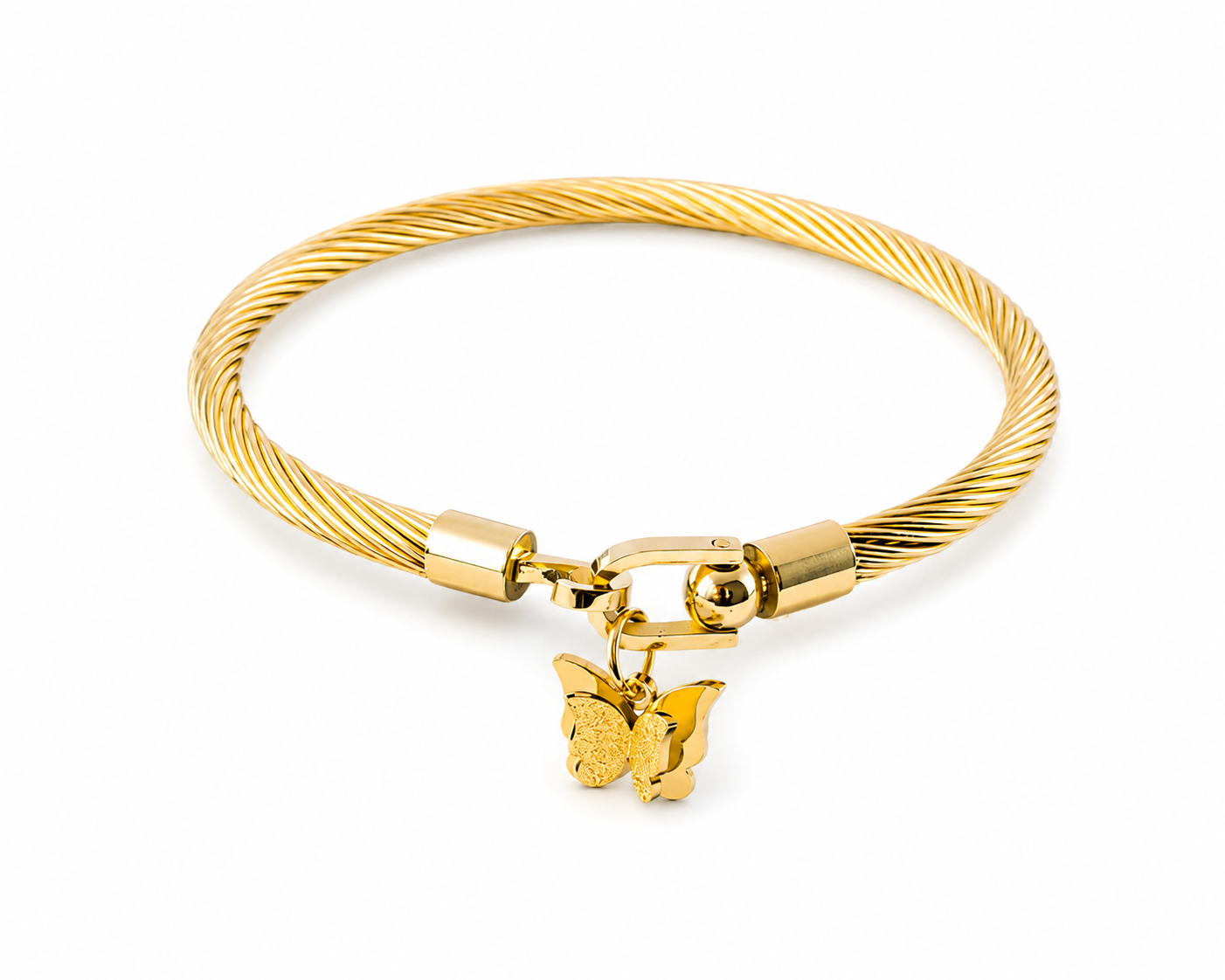 file_000000007998720cbd7fcc8a1470287e Bracelet Jonc Torsadé "Papillon Doré" - Image 1