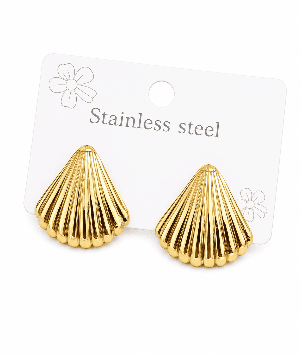file_000000007df4722f9c0ac9c98abc6e04 Boucles d’Oreilles Coquillage Doré en acier inoxydable - Image 1
