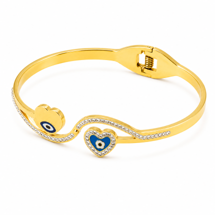 Bracelet Doré Cœur & Œil Protecteur