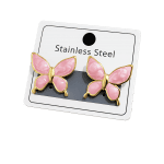 🦋 Boucles d’Oreilles Papillon Rose en Acier Inoxydable