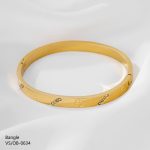 Bracelet Jonc Luxe Doré à Cristaux Brillants - Image 2